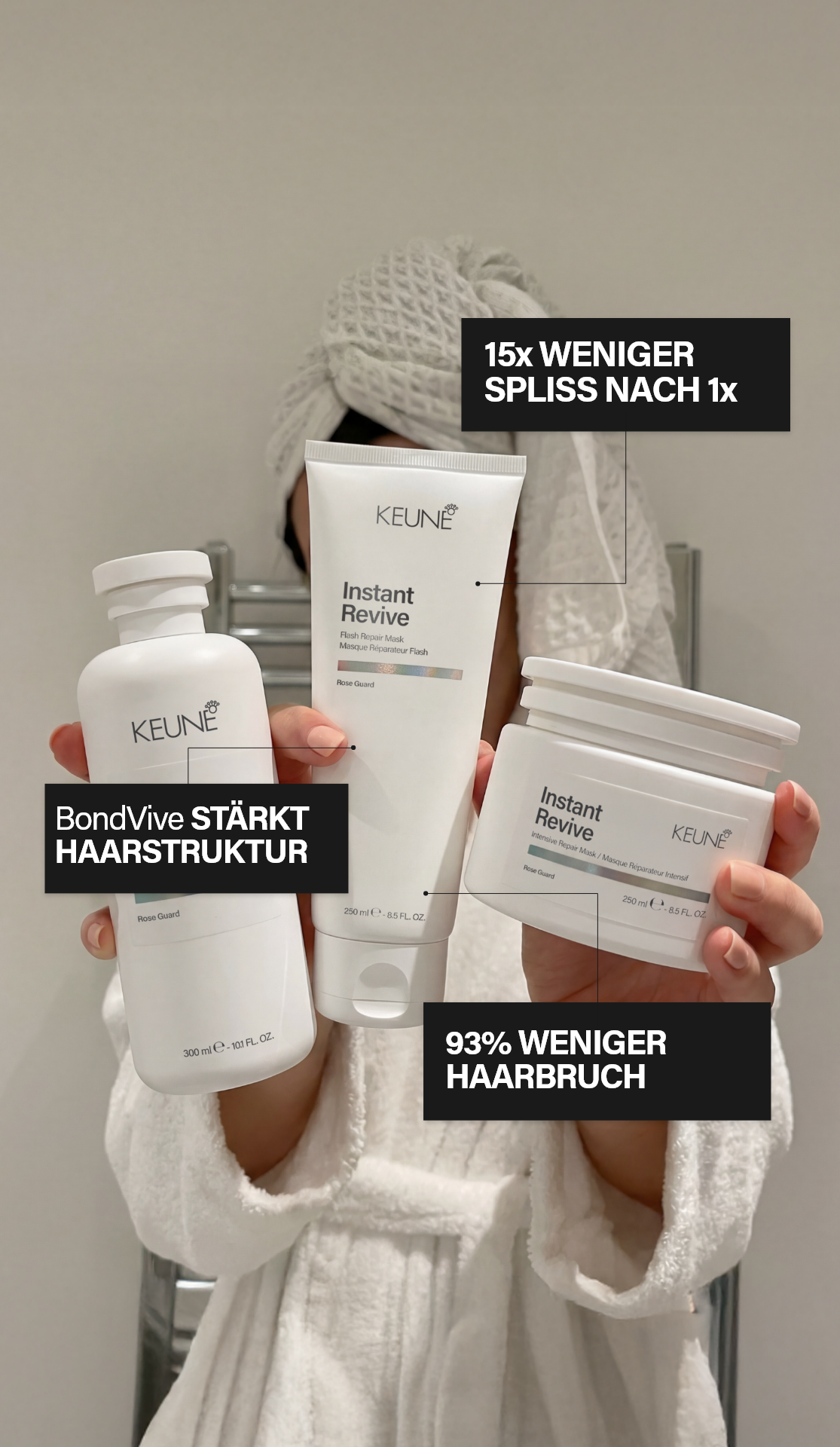 Keune Instant Revive Shampoo für kräftiges Haar, Reparatur von geschädigtem Haar und Bond Repair